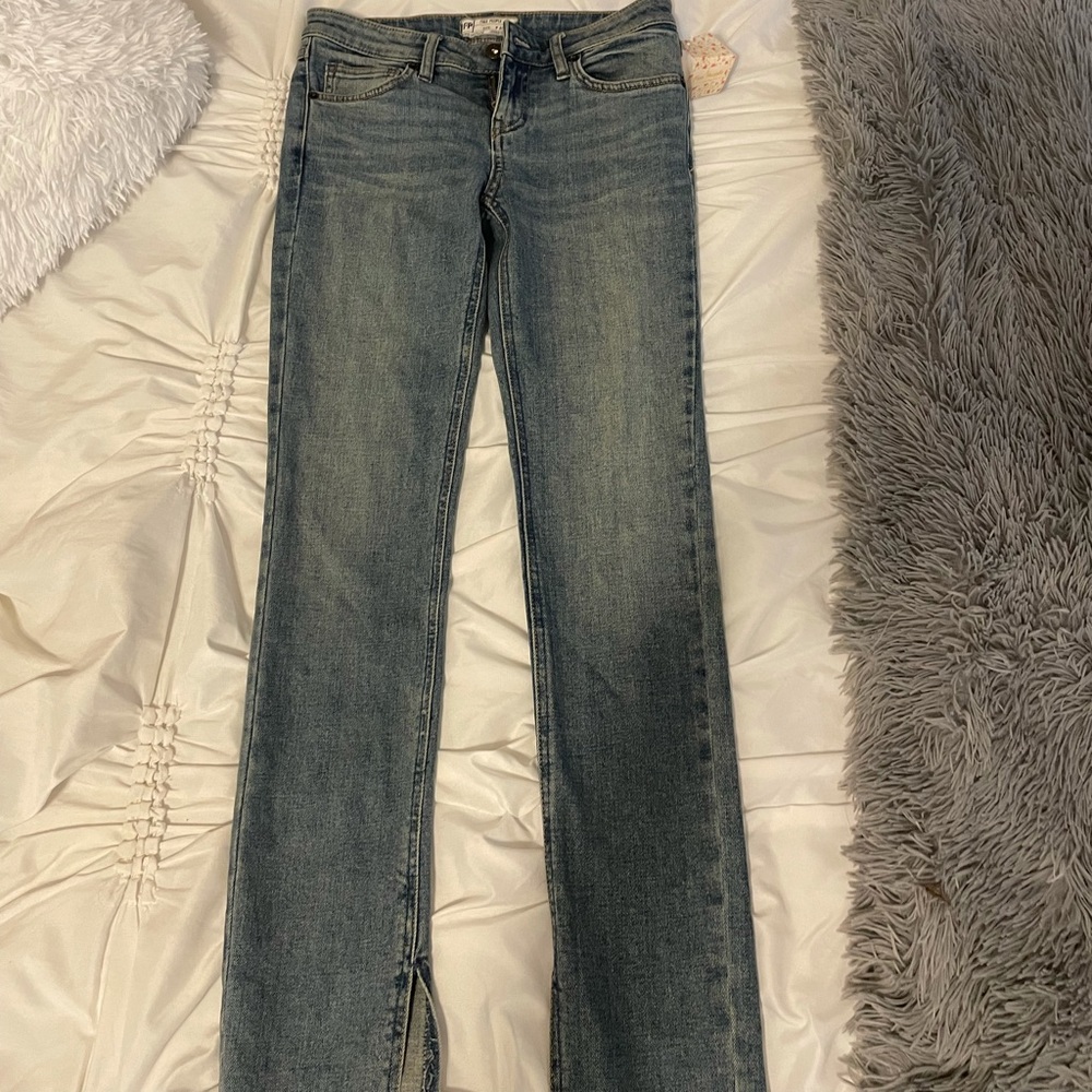 Free people jeans with slit bottom